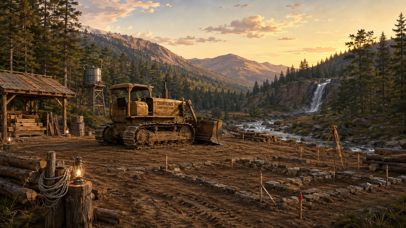 A Dawkins Construction jobsite prepared for the work ahead.